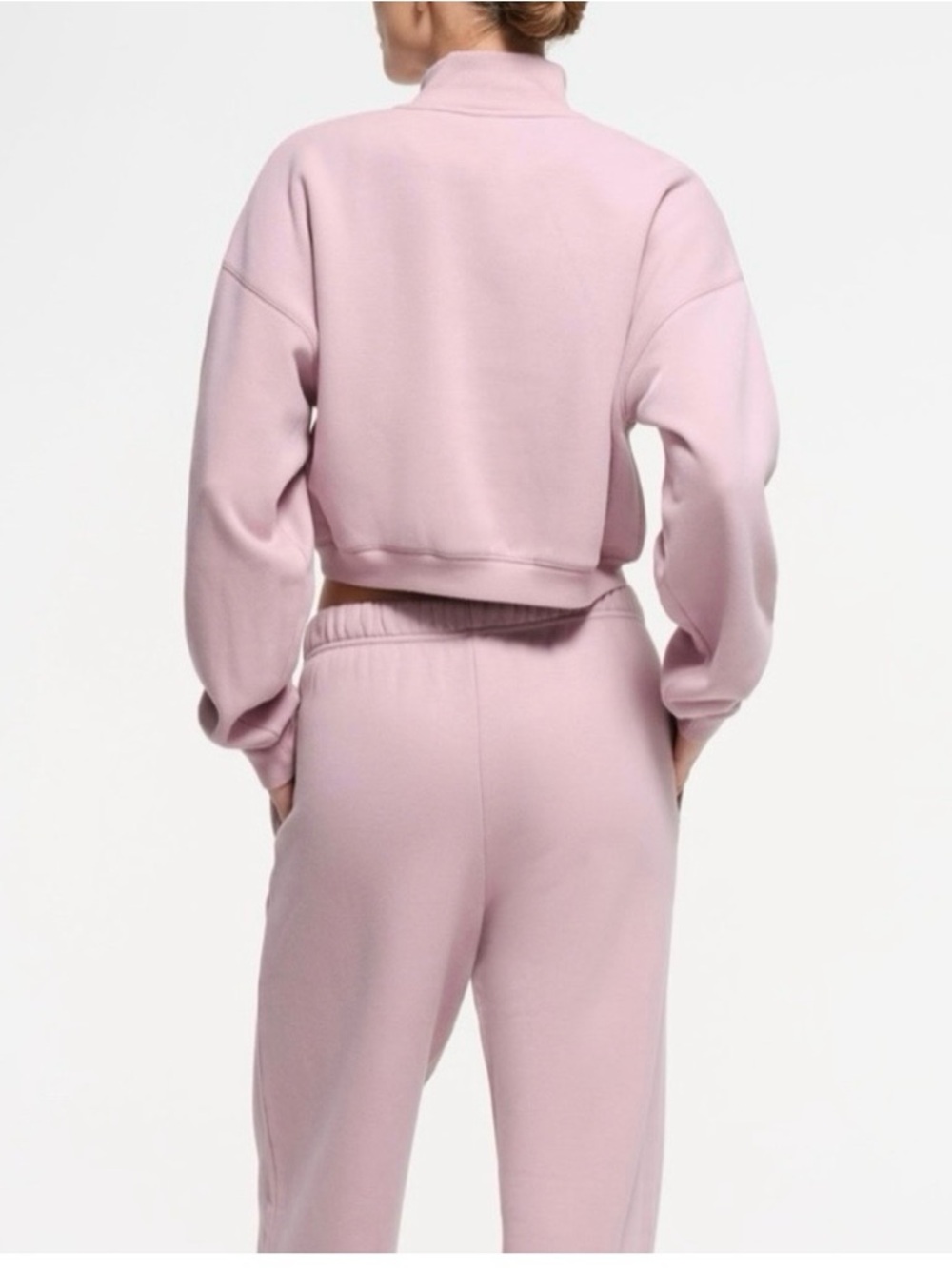 SKIMS Cotton Cropped Half-Zip Sweatshirt in Dusk - Picture 3 of 6